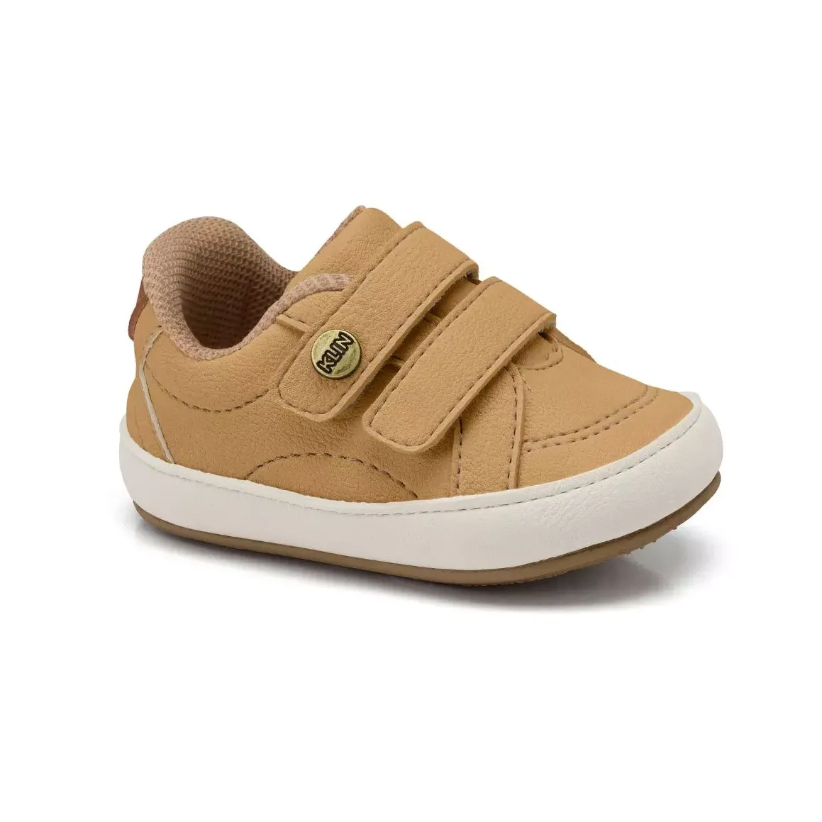 Tênis infantil masculino Klin capuccino vista lateral para ajuste ideal
